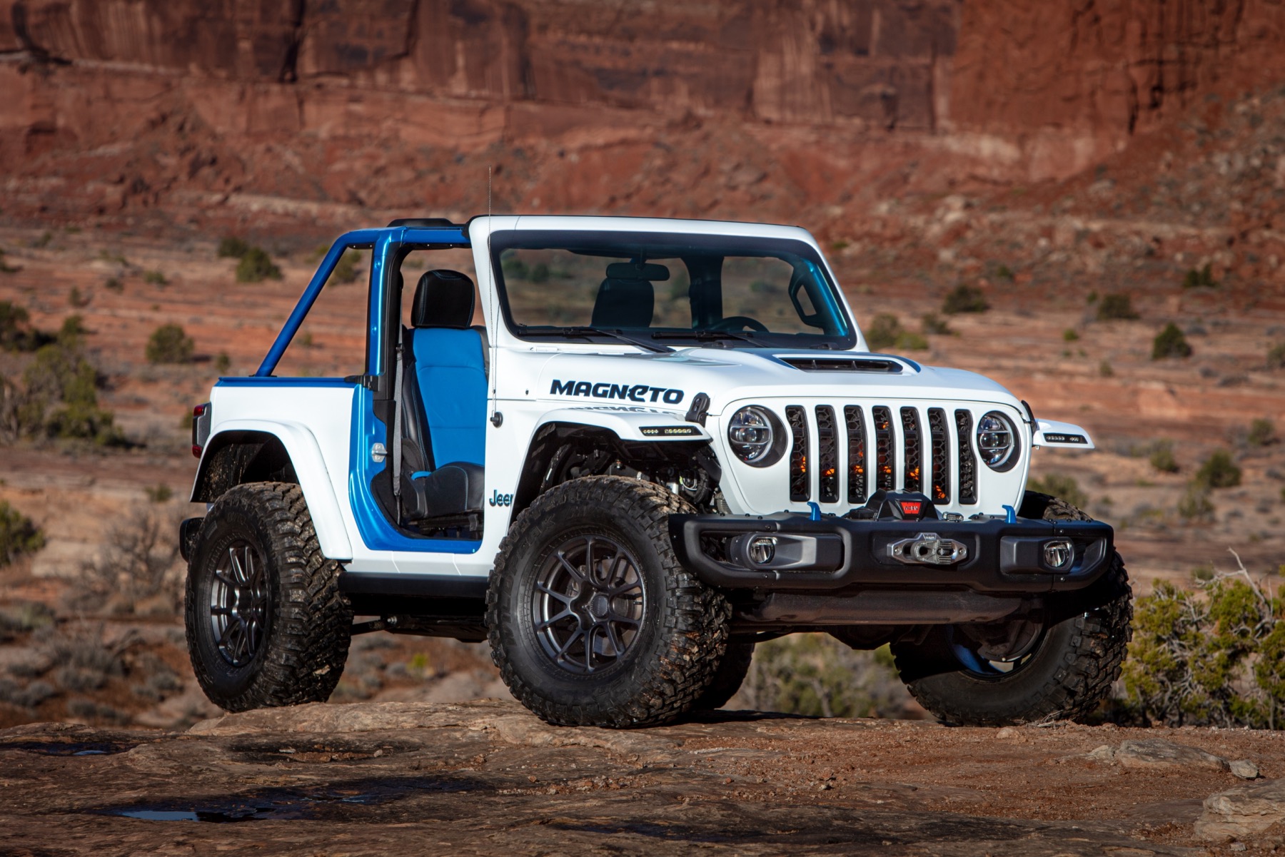 Jeep says its new electric Wrangler SUV concept goes 0-100 km/h in 2 seconds